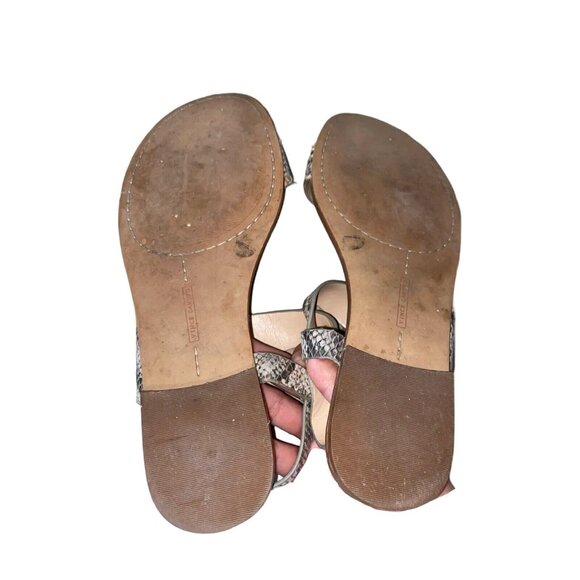 Vince Camuto Brown Leather Flat Snake Print Sandals Size 7 - Picture 9 of 10